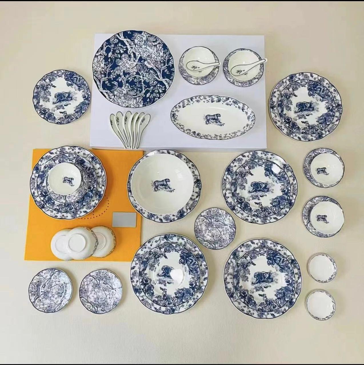 Forest blue Lion- Christian , Les Petites Fleurs Blue, Dinner set - Dior Dinner set | Aleppo Gift UAE